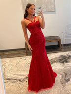Meerjungfrauen-Halter-Spitzen-Meerjungfrauen-Abendkleid