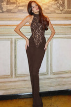 Sexy Lace Patchwork Bodycon Maxi Dress