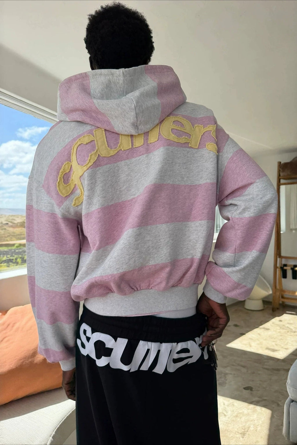 Retro Striped Patchwork Pullover Hoodie