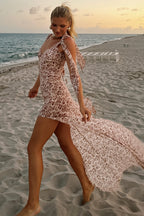 Sexy Sheer Irregular Floral Maxi Dress