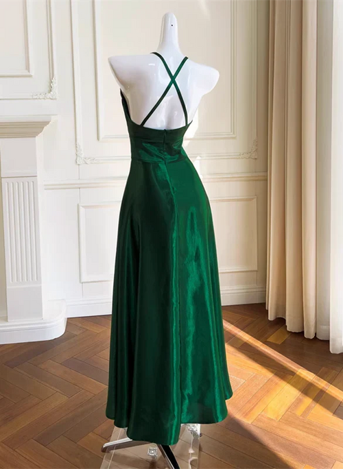 A-line Soft Satin Cross Back Evening Dress Prom Dress Party Dress