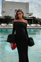 Off Shoulder Puff Sleeve Maxi Dress
