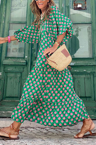 Vestido midi escalonado con mangas abullonadas de Fabulous Time 