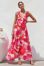 V Neck Swing Print Cami Maxi Dress