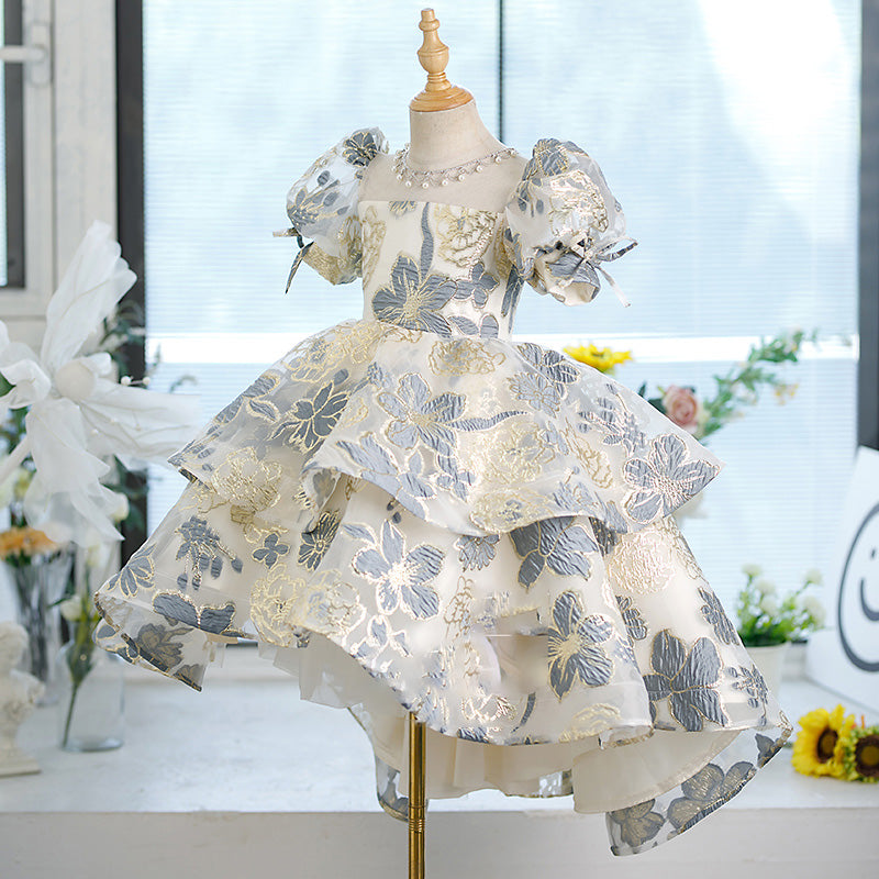 Niedliches Kleid mit Blumenstickerei für Babys und Kleinkinder, Festkleid für die Erstkommunion, Prinzessinnenkleid 
