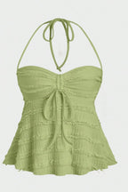 Asymmetrical Tie Halter Bikini Set