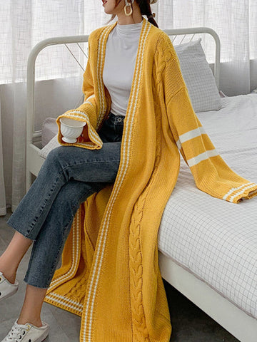 Urban Loose Cardigan-Mantel mit Streifen in Kontrastfarbe 