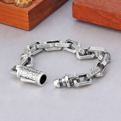 Sterling Silver Vintage Rattan Grass Pattern Bracelet