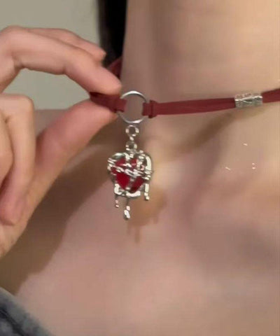 Halskette mit Anhänger Love aus rotem Edelstahl für Damen 