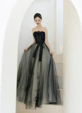 A-Linien-Abendkleid mit herzförmigem Herzausschnitt und Korsett, langes Tüllkleid