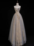 Langes Ballkleid in A-Linie, herzförmiger Schnitt, aus Tüll und Spitze, langes Abendkleid