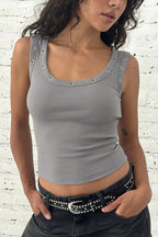 Ribbed Grommet Bodycon Cami Tank Top