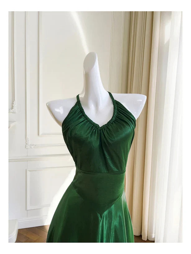 A-line Soft Satin Cross Back Evening Dress Prom Dress Party Dress