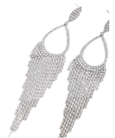 Pendientes de plata de ley con borlas y circonitas en forma de gota de agua de Art Silk 