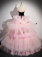 Herzförmiger Ausschnitt Tüll Stufen Langer Ballkleid Abschlussballkleid Quinceanera-Kleid