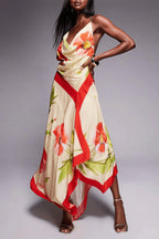 Vacation Floral Cami Backless Maxi Dress