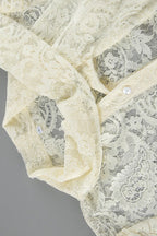 Elegant Tie Sheer Lace Long Sleeve Blouse