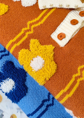 Suéter de punto con cuentas y jacquard con cuello marinero azul bonito para invierno 