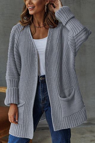 lockerer mittellanger Pullover Cardigan Mantel große Größe lässig 