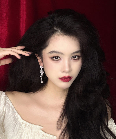 Classy White Stergild Silver Zircon Pearl Drop Earrings