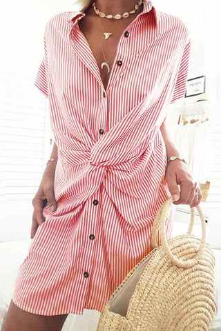 Meridress Trist Knot Striped Shirt Dress