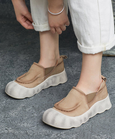 Zapatos planos de plataforma con empalme hecho a mano de piel de vaca verde 