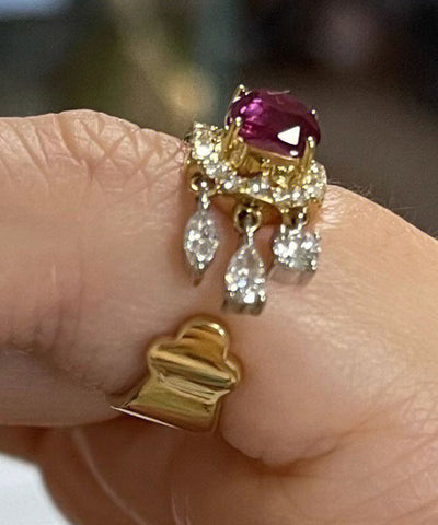 Boutique Lila Legierung Zirkon Edelstein Quaste Ringe 