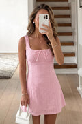 Pink Tie Ruched Cami Mini Dress