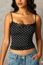 Solid Lace Square Neck Fitted Cami