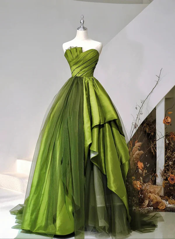 A-Linien Prinzessinnen Ballkleid Satin und Tüll Herz-Ausschnitt Langes Partykleid Ballkleid