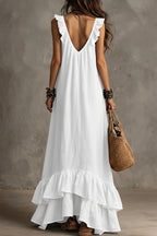 Ruffle Sleeveless Casual Long Boho Dress