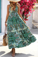 V Neck Ruffle Casual Boho Dress