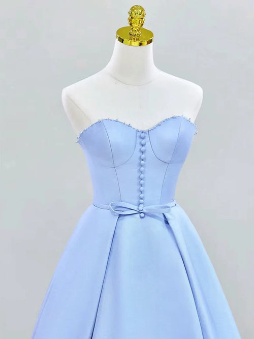 A-Line Sweetheart Neck Satin Ball Gown Long Prom Dress Formal Dress