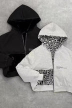 Reversible Vintage Leopard Zipper Hoodie