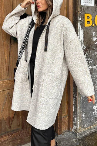 Abrigo midi holgado con capucha y bolsillo con cremallera y estampado animal de Fall Dreaming