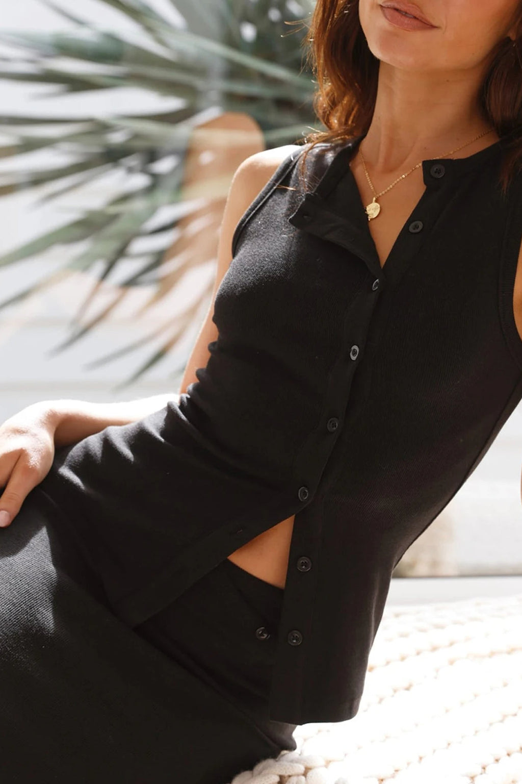 Ribbed Button Basic Cardigan