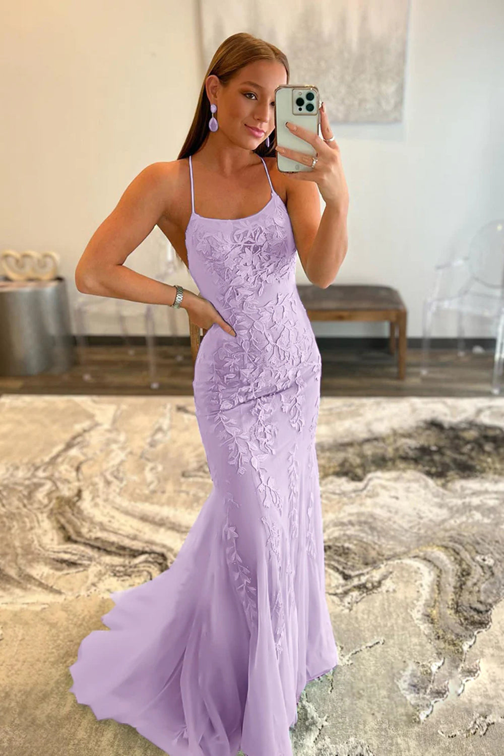 Lucille | Meerjungfrauen-Abendkleid mit Spaghettiträgern und Spitze