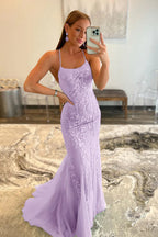 Lucille | Meerjungfrauen-Abendkleid mit Spaghettiträgern und Spitze