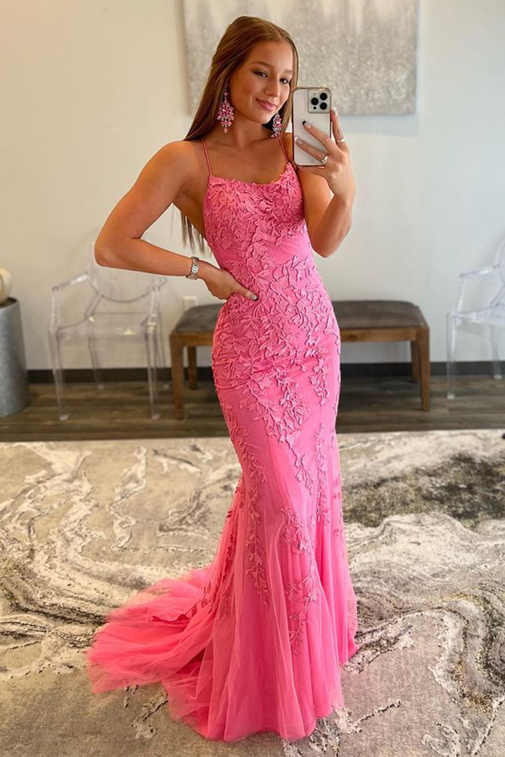 Lucille | Meerjungfrauen-Abendkleid mit Spaghettiträgern und Spitze