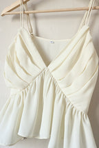 Solid Elegant Ruffle Chiffon Cami Top