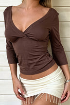Y2K Elegant Cropped Midi Sleeve Blouse