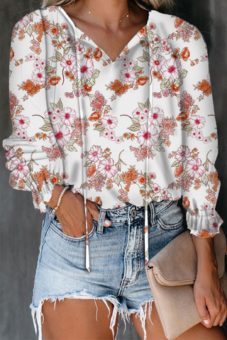 Casual Elegant Print Patchwork Frenulum V Neck Tops(7 Colors)