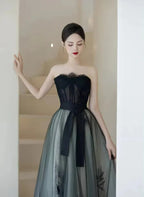 A-Linien-Abendkleid mit herzförmigem Herzausschnitt und Korsett, langes Tüllkleid