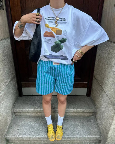 Camiseta gótica Harajuku con cereza verde fluorescente 