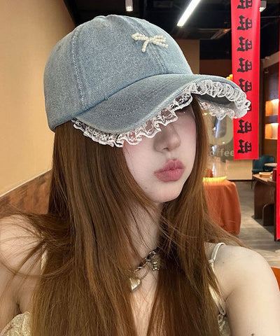 Gorra de béisbol vaquera con borde de encaje (2025) 