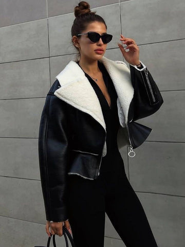 TARUXY drehen-unten Schlank Mäntel Für Frauen 2023 Herbst Winter Mode Langarm Jacken Frau Straße Beiläufige Kurze Strickjacke femme 