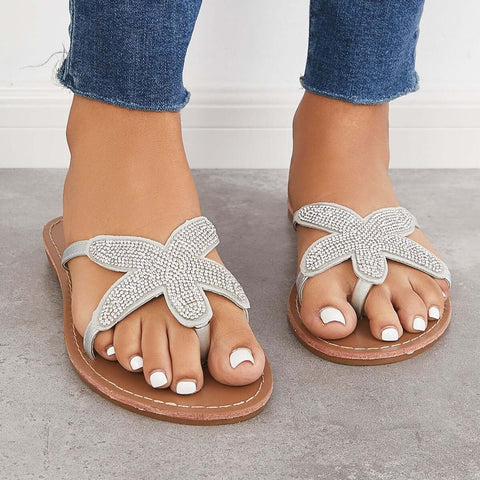 Glitzernde Flip-Flops Strandpantoffeln Slide Sandalen 