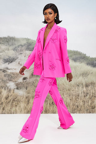 Blazer mit 3D-Blumenmuster und langen Ärmeln 