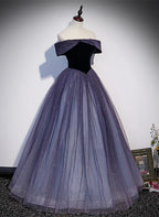 Sparkling Gradient Tulle Off Shoulder A-line Evening Dress Prom Dress