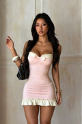 Sexy Halter Neck Color Block Slim Fit Bodycon Mini Dress